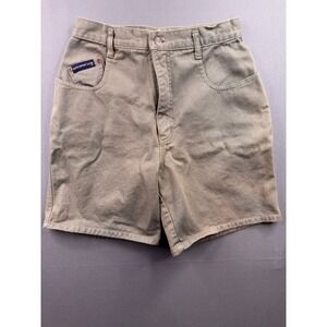 Paris Sport Club Vintage Womens‎ High Waisted Cotton Denim Shorts Olive Green 10